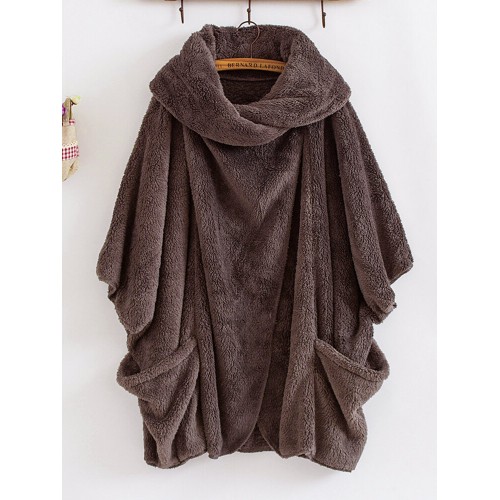 Batwing Sleeve Fleece Warm Coats