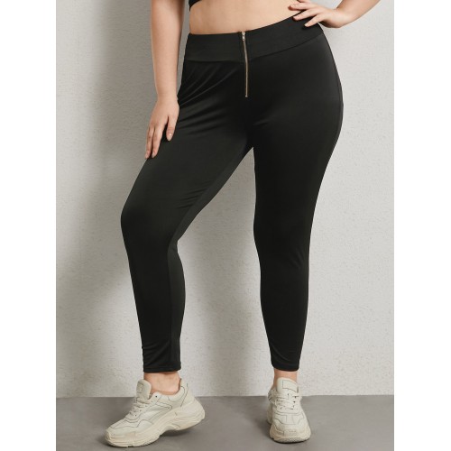 Plus Size Zip Front Leggings
