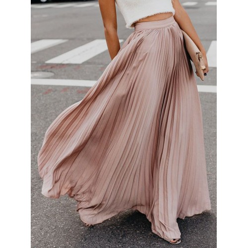 Boho Elastic Waist Pleated Skirts