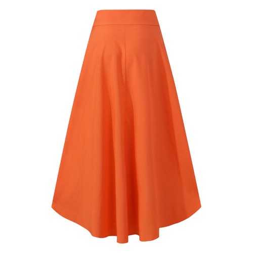 Solid Color High Waist Belted Side Zipper Irregular Hem Casual Skirts