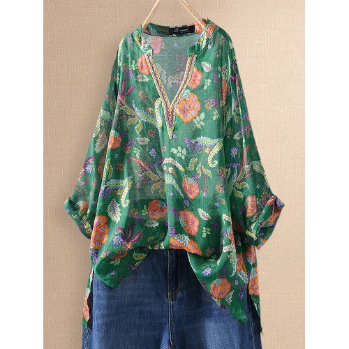 Bohemian Embroidery Floral Blouse