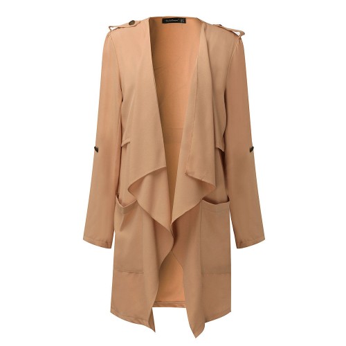 Plus Size Casual Women Pure Color Adjustable Sleeve Middle Length Kimono