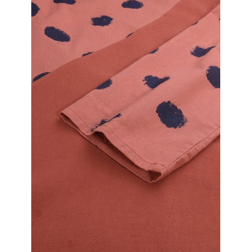 Plus Size Spring Polka Dot Patchwork Cotton Maxi Dress