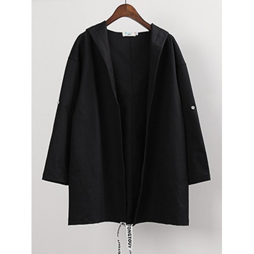 Back Letters Printed Hooded Thin Windbreaker Cardigans