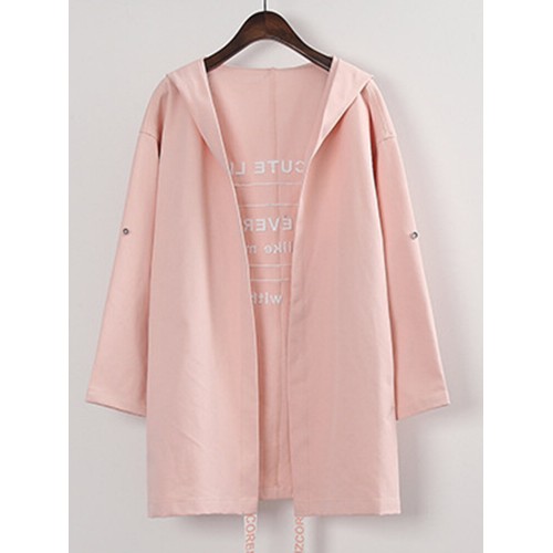 Back Letters Printed Hooded Thin Windbreaker Cardigans