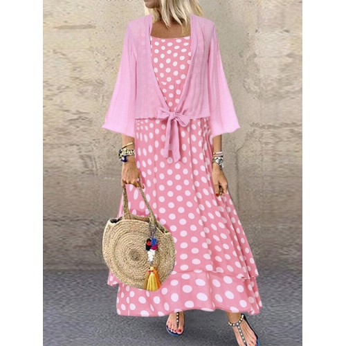 Bohemian Polka Dot Two Pieces Dress