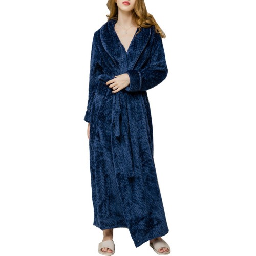 Plus Size Coral Fleece Thick Cardigan Coats Pajamas Gown with Belt