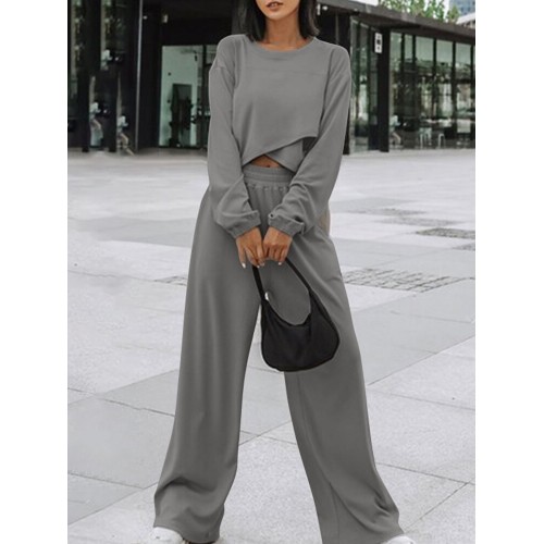 Women Puff Sleeve Solid Side Pockets Maxi Length Two-Piece Sets