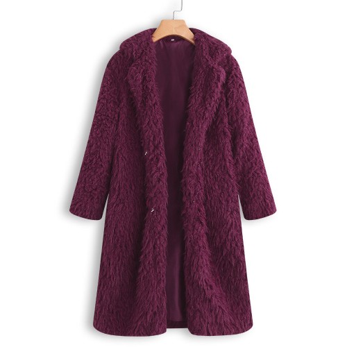Faux Fur Turn Down Collar Coats