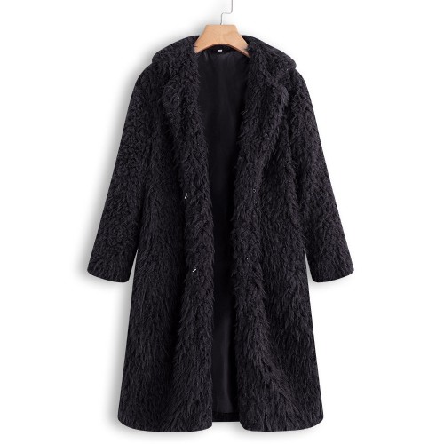 Faux Fur Turn Down Collar Coats