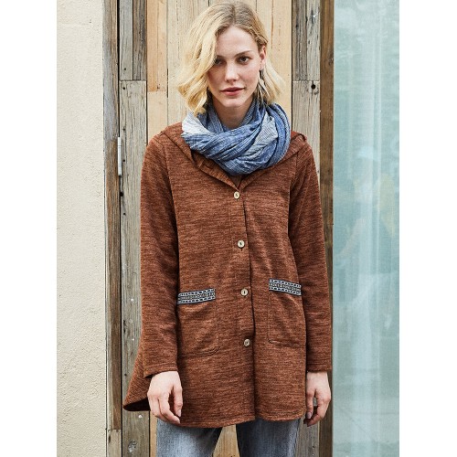 Solid Color Side Button Print Patchwork Long Sleeve Coats