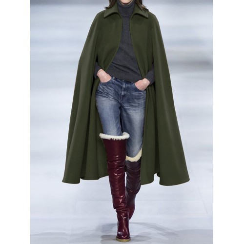 Women Turn-down Collar Winter Cloak Cardigans Casual Coats