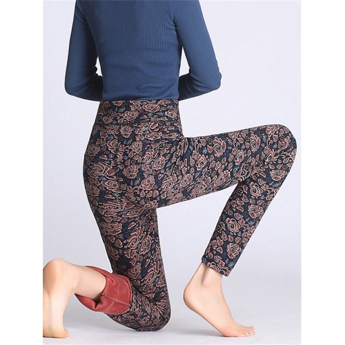Floral Printed Slim Stretch Thicken Leggings