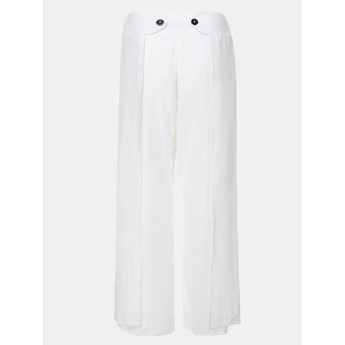 Wide Leg Women Casual Loose Solid Color Elastic Waist Trousers Pants