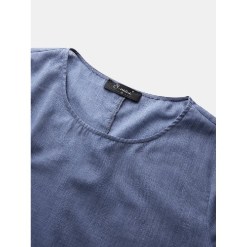 Plus Size Summer Baggy Big Pockets Short Sleeve Casual Dress