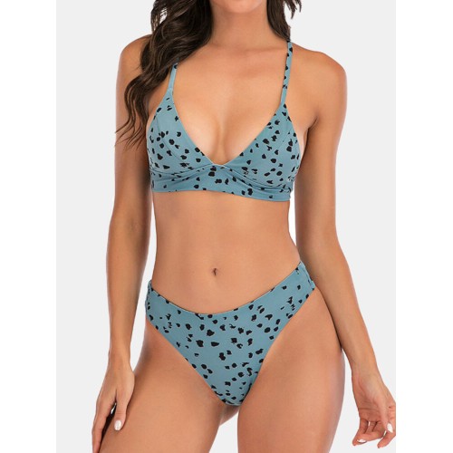 Attractive Criss Cross Drawstring Backless Mini Bikini Swimwear