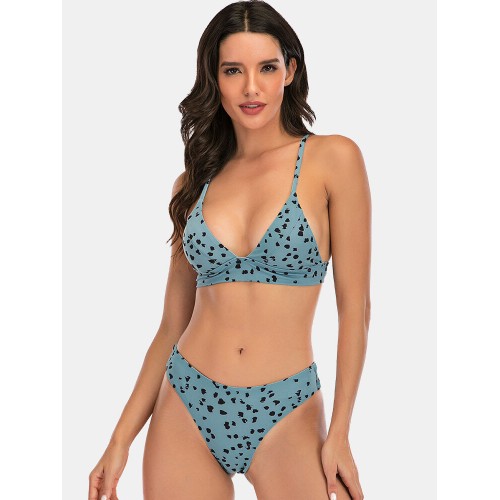 Attractive Criss Cross Drawstring Backless Mini Bikini Swimwear