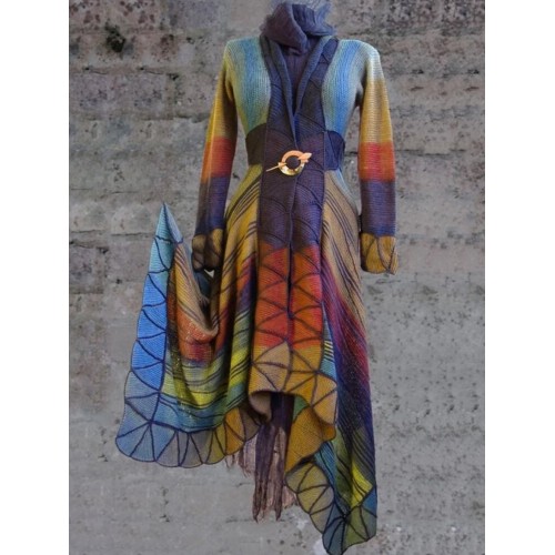 Casual Long Sleeve Floral Print Long Maxi Coats