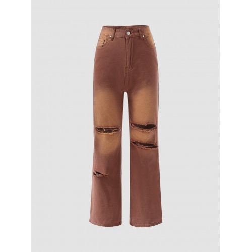 Ombre Ripped Pocket Cotton Jeans