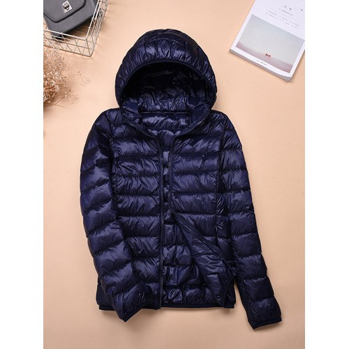 Casual Women Zip Up Hooded Jacket