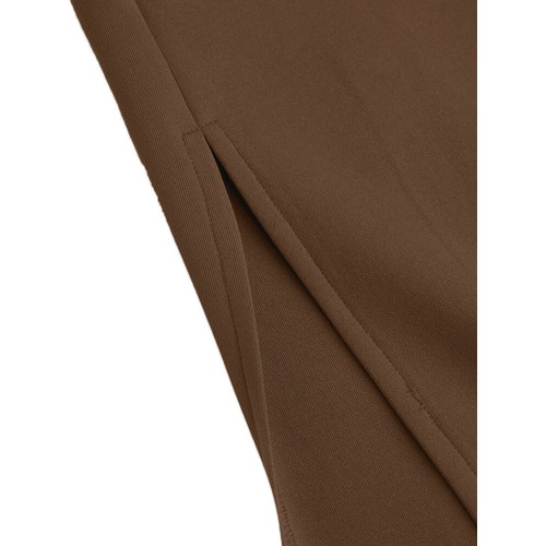 Women Turtleneck Solid Color Ankle Length Zipper Elastic Waist Two-Piece Sets