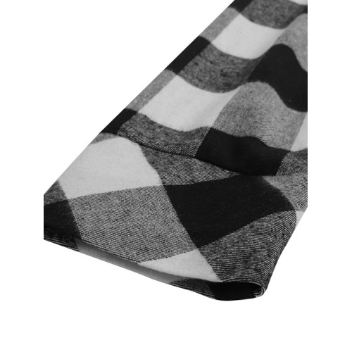 Women Lattice Plaid Printed Calf Length Lapel Side Pockets Casual Coats