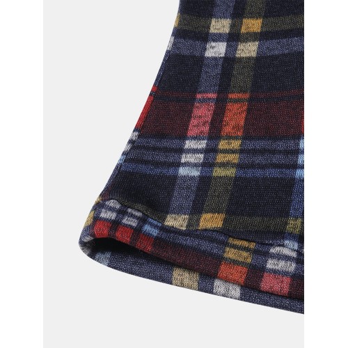 Women Vintage Plaid Button Up Casual Long Sleeve Coats
