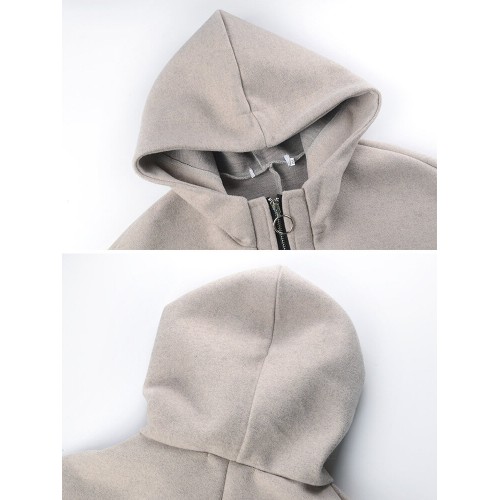 Casual Solid Color Hooded Split Irregular Coats