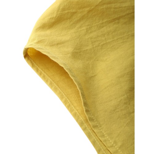 Women Cotton High Elastic Waist Side Pocket Zipper Solid Casual Skirts
