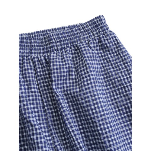 Women Plaid Wide-legged Elastic Waist Side Pocket Ankle Length Loose Pants