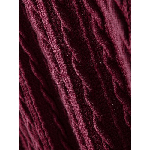 Plus Size Jacquard Crew Neck Vintage Knit Dress with Pockets