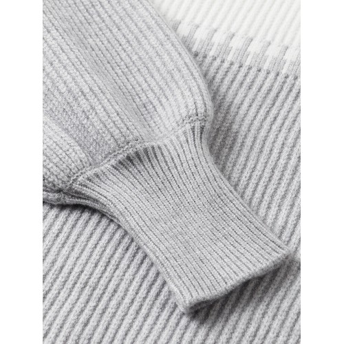 Women Colorblock Kitted Bishop Sleeve Warm High Neck Sweater
