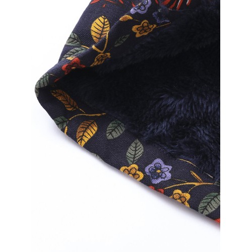 Plus Size Women Printing Hood Thick Warm Coats