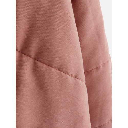 Twill Detachable Fur Collar Hooded Thicken Plus Size Winter Coats