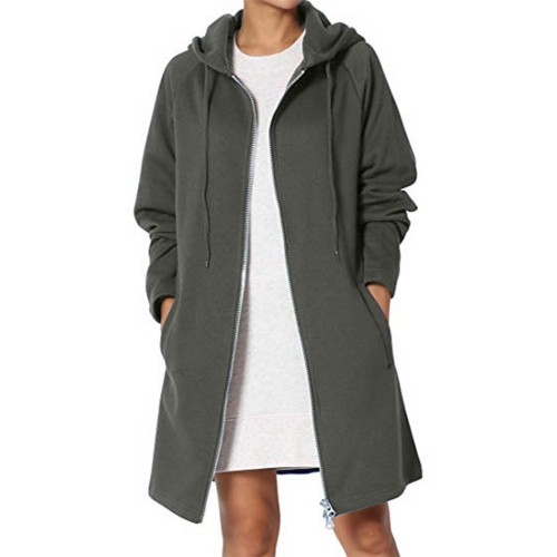 Long Sleeve Zip Up Pullover Women Casual Loose Sweatshirts Warm Coats