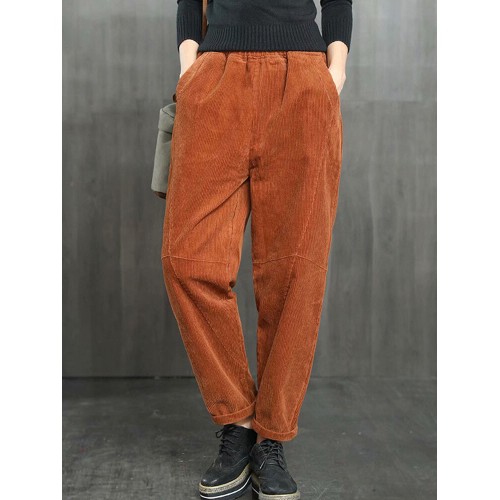 Solid Color Casual Corduroy Pants