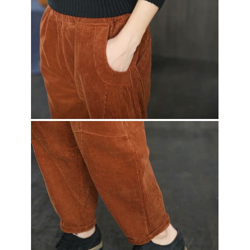 Solid Color Casual Corduroy Pants