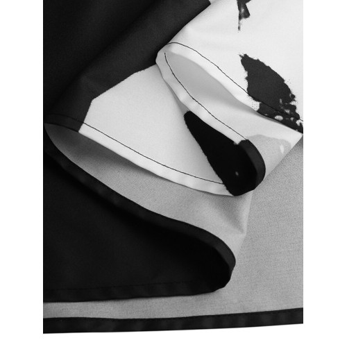 Women Large Flower Print A-Line Swing Casual High Waist Skirts With Pocket