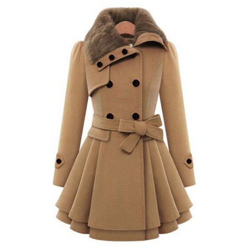 Women Double-Breasted Winter Warm Coats with Belt
