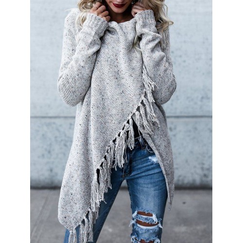 Women Winter Warm Long Sleeve Tassel Sweater Coats Outwears